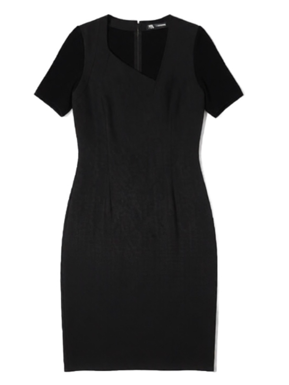 Elie Tahari Black Short-Sleeve Sheath Midi Dress